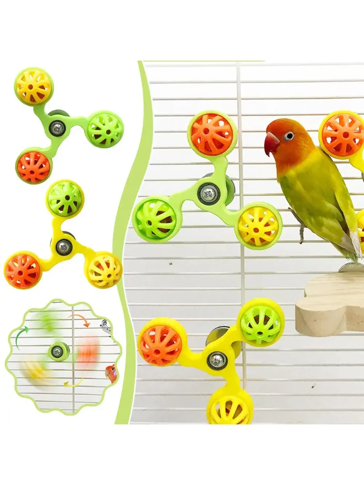 Fabaishi Parrot Bell Rotating Toy Windmill Peony Tiger Skin Chewing Toy For Relaxation And Entertainment Spin Ball Turntable Toy
