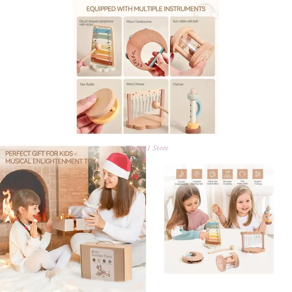 Y1UB Chim bé nhỏ nhạc cụ đặt đồ chơi giáo dục cho hơn 18 tháng bé xylophone bộ gõ chơi cảm giác chơi cảm giác