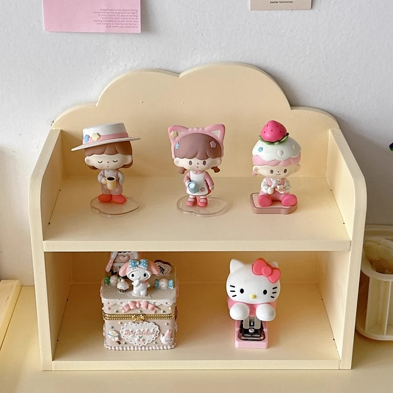 Picture 5: Wooden Double-layer Storage Rack Storing Organizing Placing Small Statues Cosmetics Bedroom Desktop Decorative Display Rack