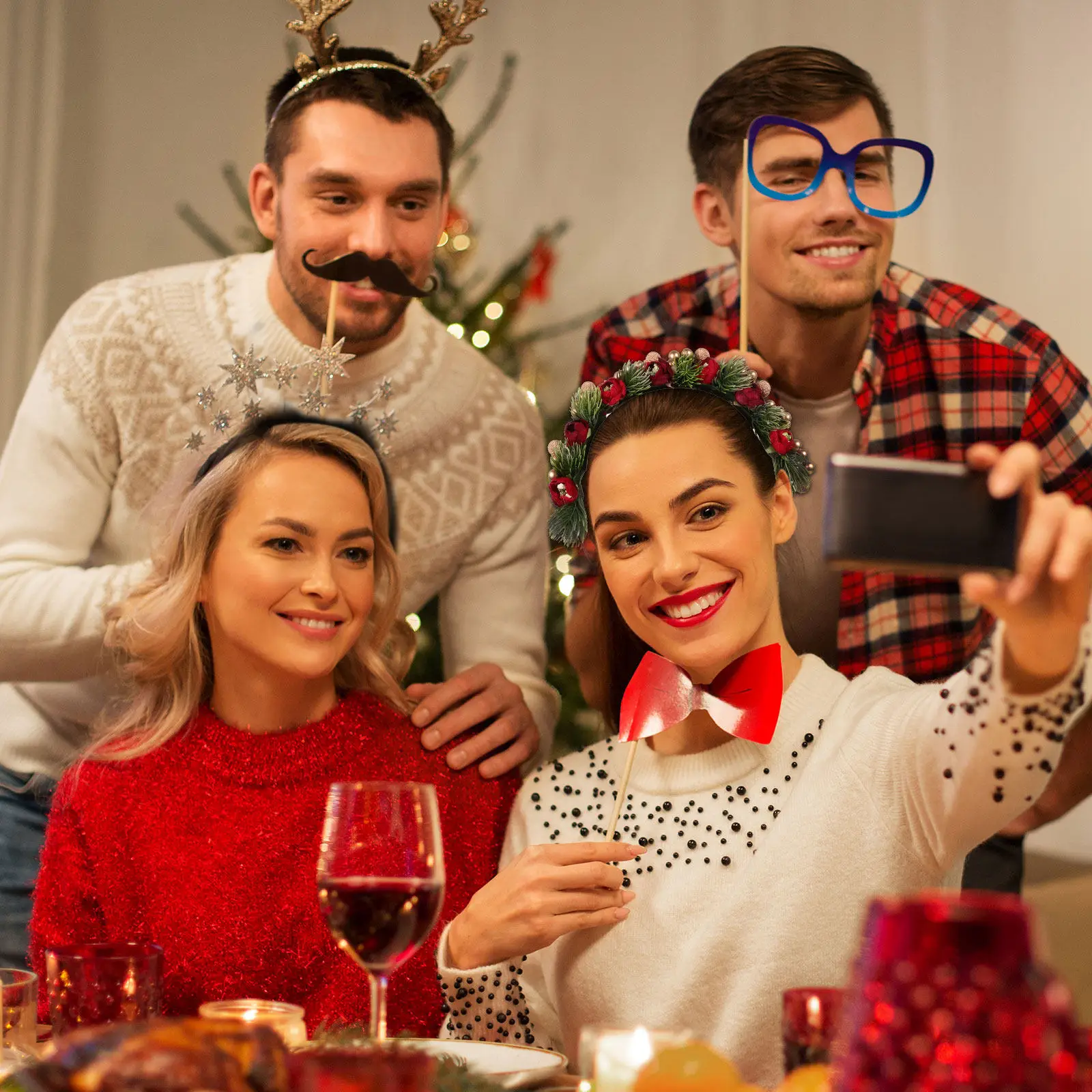 

Wreath Hairband for Holiday Parties Christmas New Year Easter Mardi Gras Selfie Photo Prop Creative Gift Ornament Bell Pine Cone