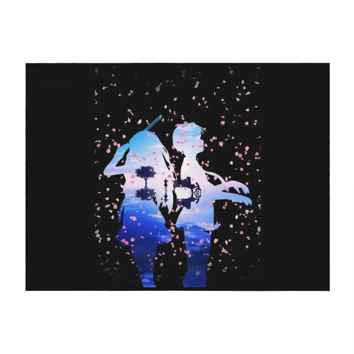 

Your Lie in April Shigatsu wa Kimi no Uso Kaori & Kousei Anime Cherry Blossoms Throw Blanket Vintage Picnic Blankets