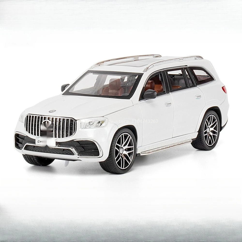Modèle de voiture jouet GLS63 SUV 1:24, en alliage moulé sous pression, portes à tirer, son ouvert, lumière, modèles de véhicules tout-terrain, cadeaux d'anniversaire pour garçons BA30