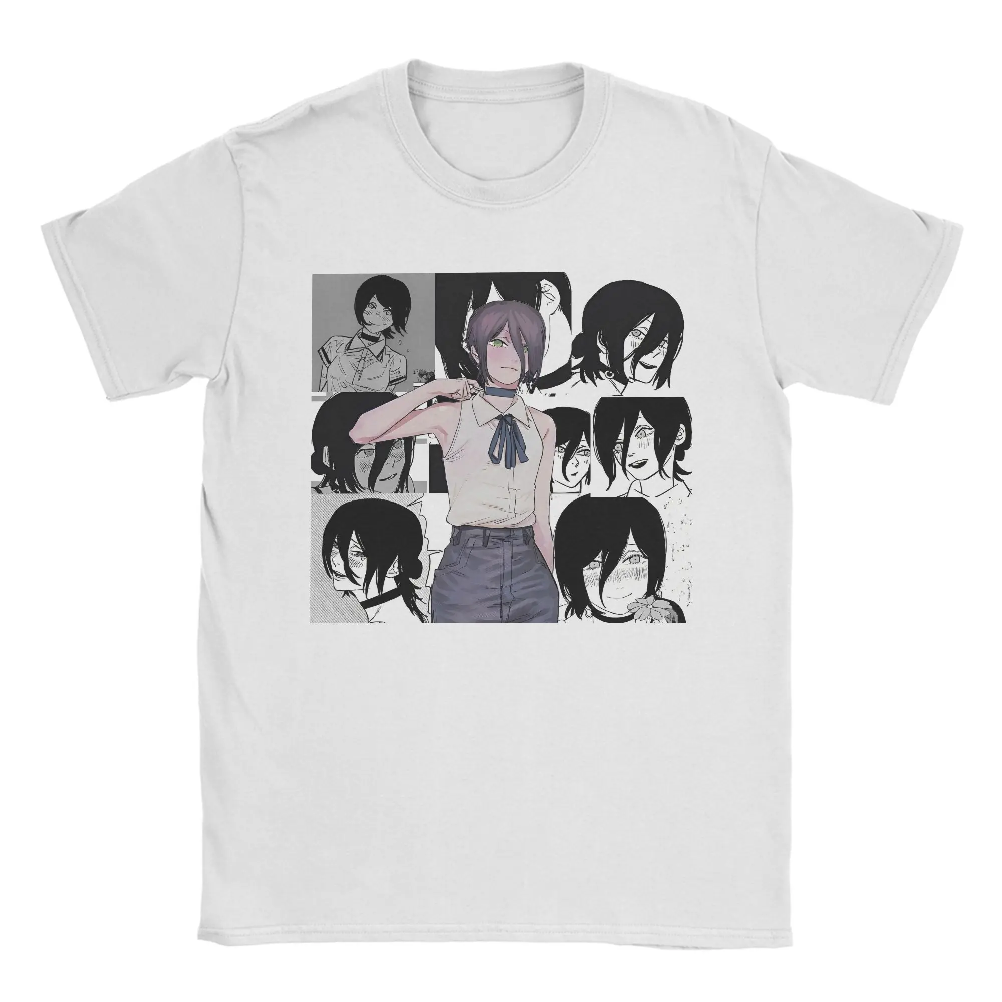 

Новинка, футболка с бензопилой, мужская футболка Reze для мужчин и женщин, хлопковые летние топы с короткими рукавами в стиле аниме, манга с круглым вырезом