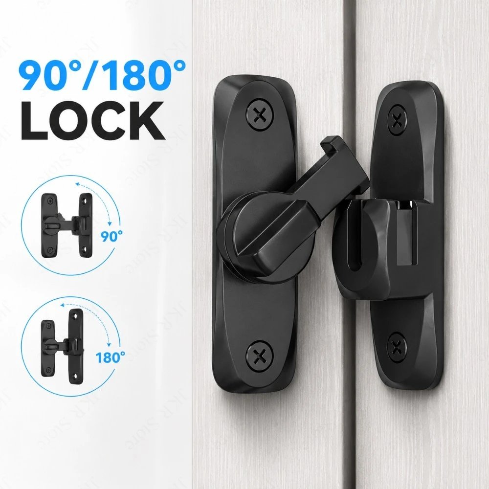 

Degree Flip Door Lock Home Security Sliding Door Latch Small Gate Latches Hardware Anti-theft Lock Zinc Alloy Door Bolts