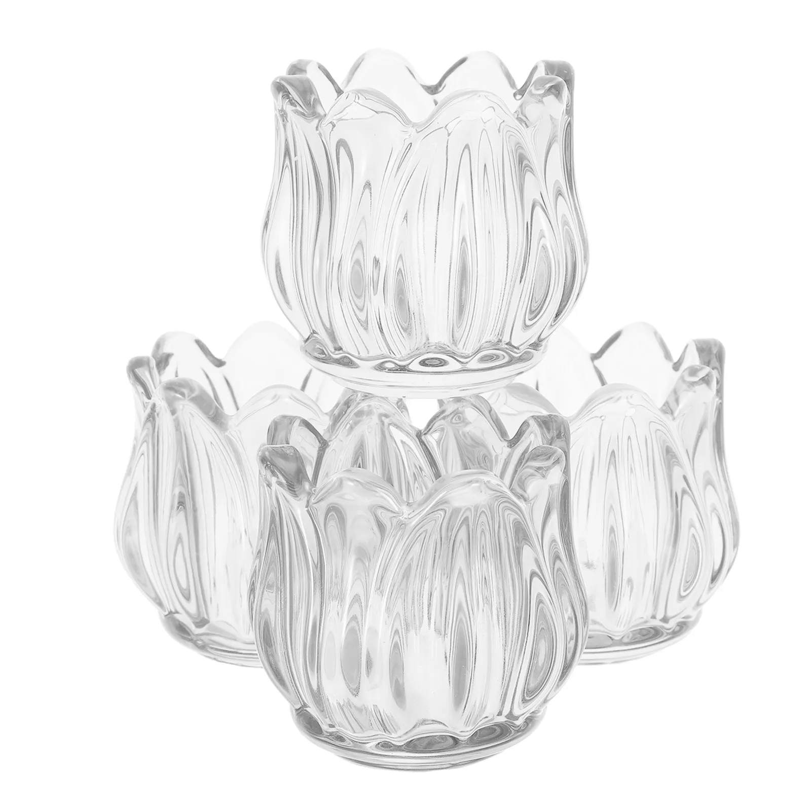 4Pcs Glass Tulip Votive Holders Clear Tealight Candlesticks for Table Centerpiece Wedding Valentine Birthday Anniversary