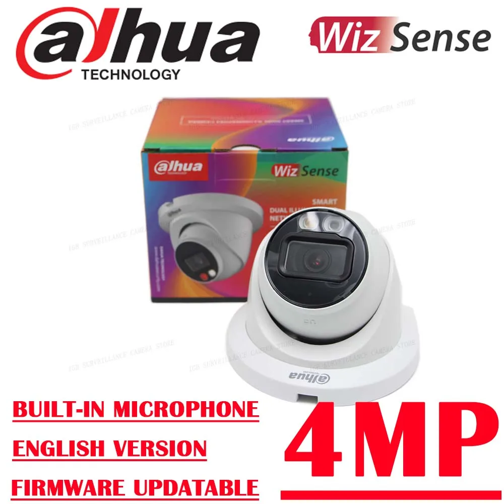 camera ip de rede dahua wizsense colorida infravermelho luz dupla 30m microfone embutido smd plus eyeball 4mp 24 horas ipc hdw2449tm s il 01