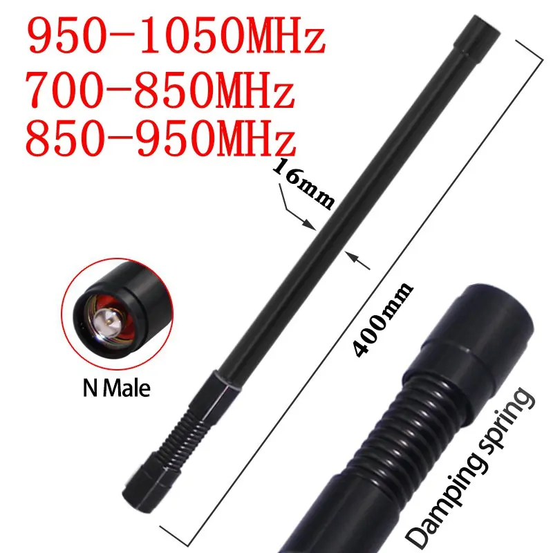 N Male spring damping antenna 500-600MHz 600-700MHz 700-850MHz 400-500MHz 850-950MHz 950-1050MHz FRP interference module antenna