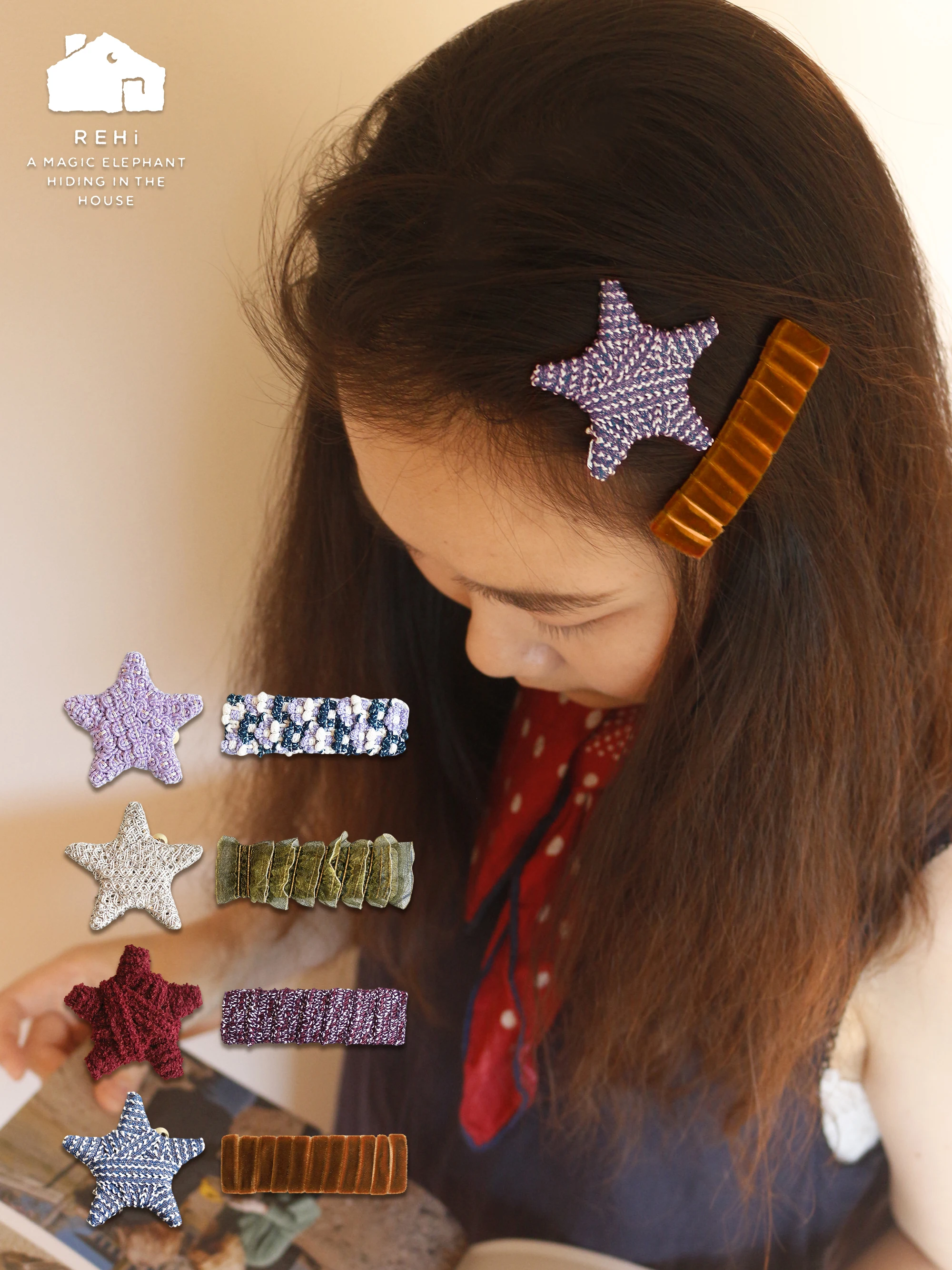 キュートな星型サイドヘアクリップセット-rehi-ファッションヘアアクセサリー-ステンレス製-普段使いできる素敵なヘアデコレーション