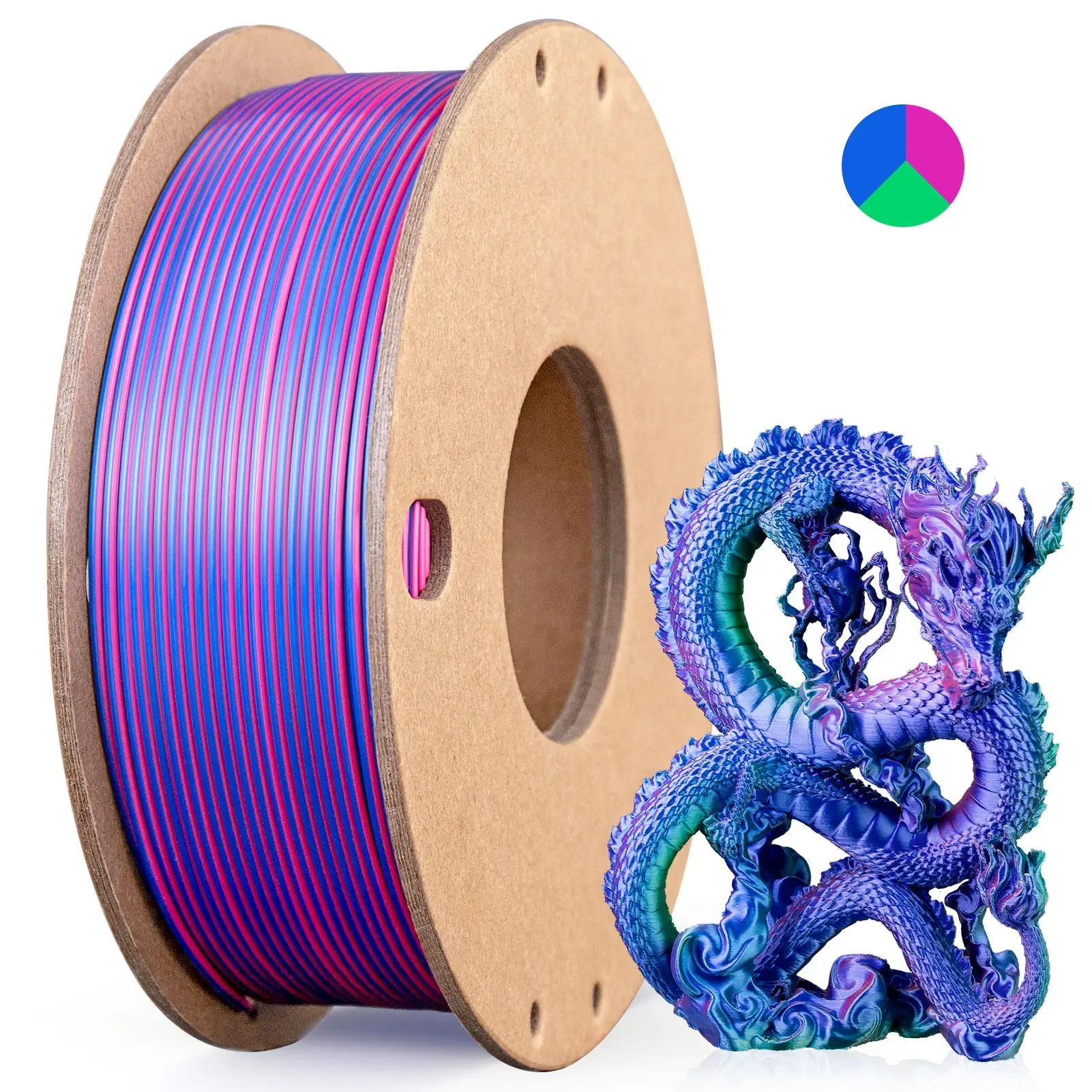 

Silk PLA 3D Printer Filament 1.75mm Triple Color Silk PLA Filament 3D Printing Filament 250g 3 In1 Color 3D Printing Consumables