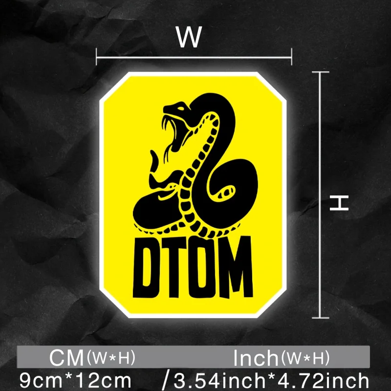 

1PC Cool "DTOM" Cobra Sticker Vibrant Yellow Background Decals for DIY Projects, Helmets & Rebel Vibe