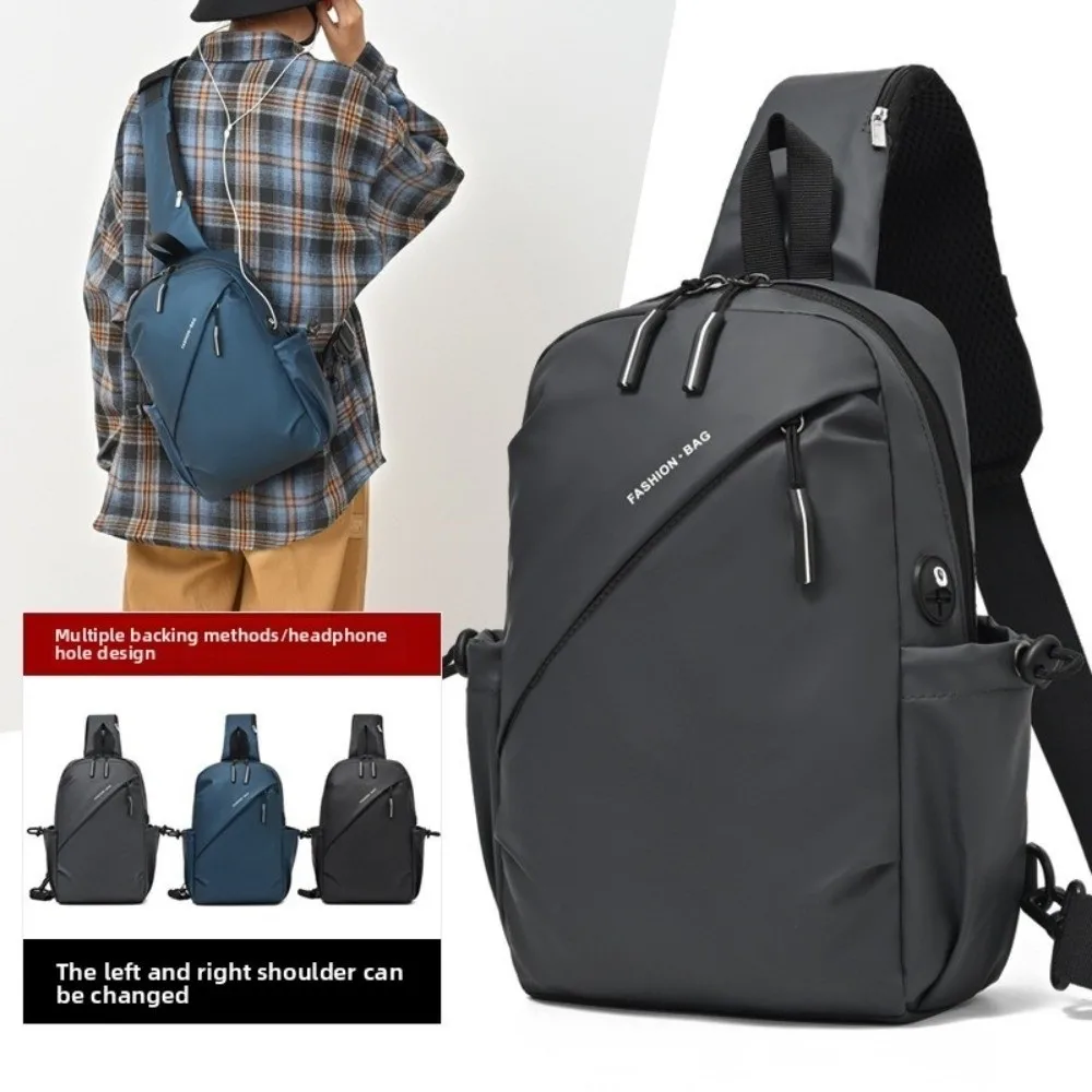 

Daypack Large Capacity Men Chest Bag Waterproof Zipper Oxford Cloth Crossbody Bag Multipurpose Wide Strap Men Shoulder Bag Phone