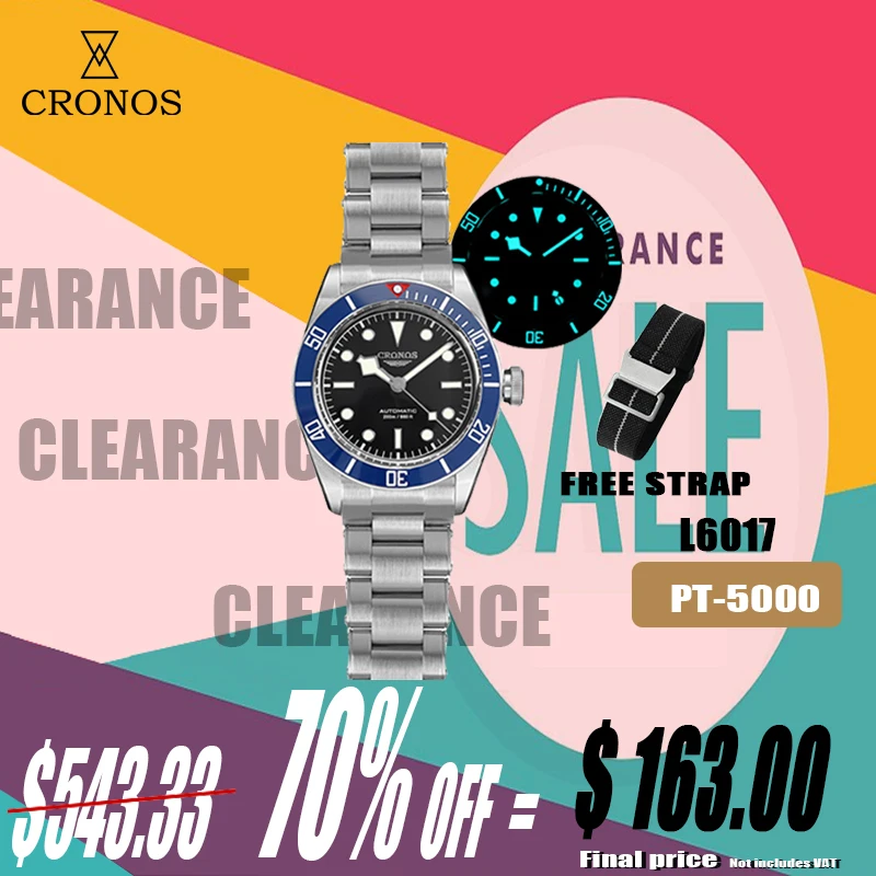 Cronos Luxury Men\'s Watches 41mm Diver BB58 Vintage Automatic Wristwatches Female End Links Sapphire 20 Bar Waterproof BGW-9 Lum