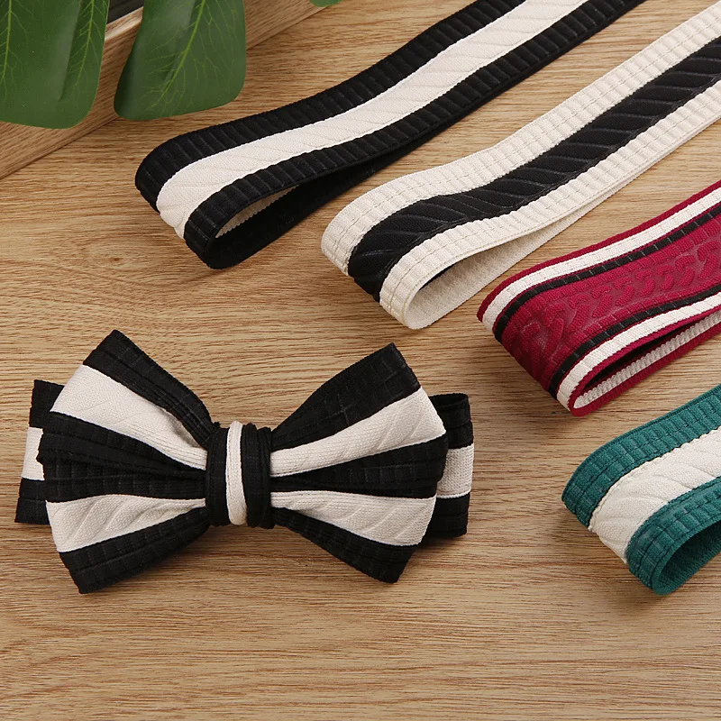 10 Yards 40MM Twill Stripe Knit Colorful Black White Ribbon Hair Bows DIY Crafts Gift Wrapping Handmade Accessories Decoration