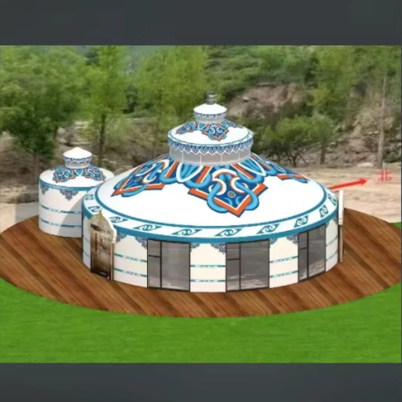 

YTYIN Large Outdoor Luxury Mongolian Yurt Tent Waterproof Thickened Oxford Cotton Canvas Warm Windproof And Rainproof For Cateri