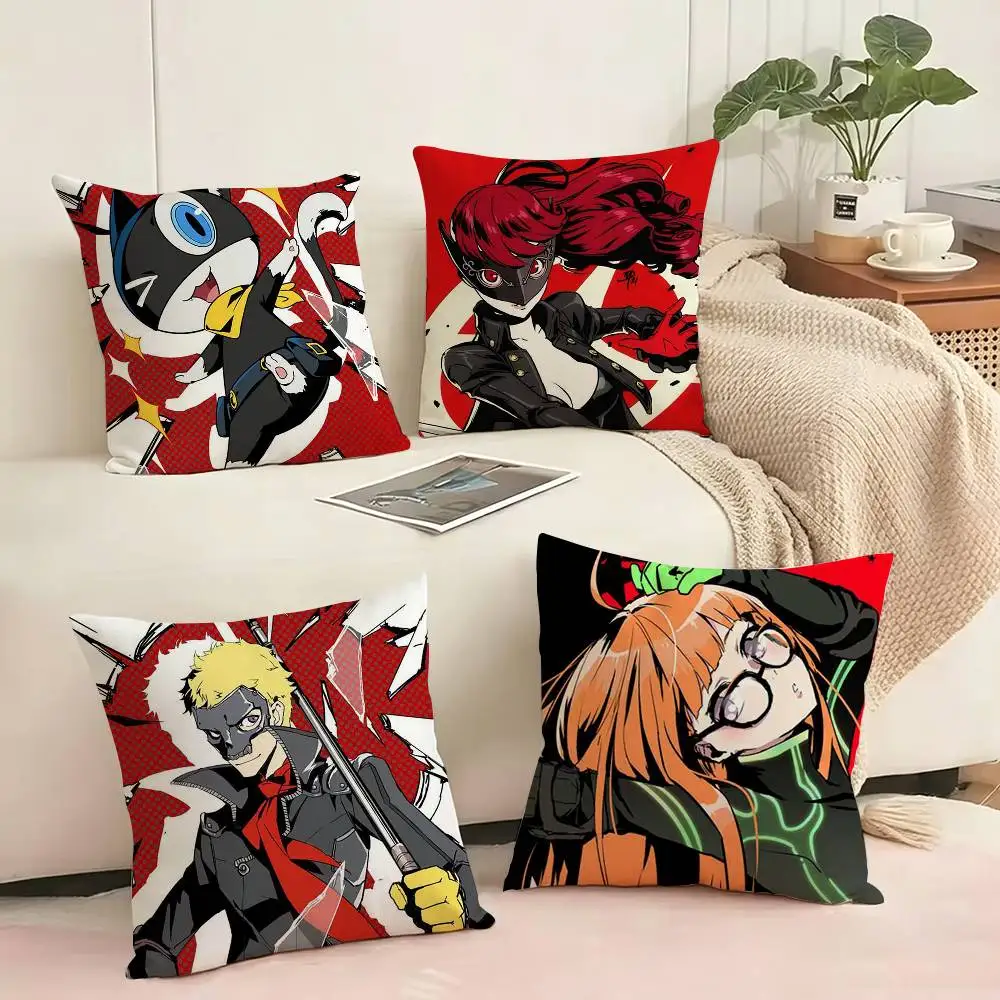 Game Persona 5 JRPG Pillow Case Square Double-Sided Sofa Cushion Cover Bedroom Bedside Pillow Gift