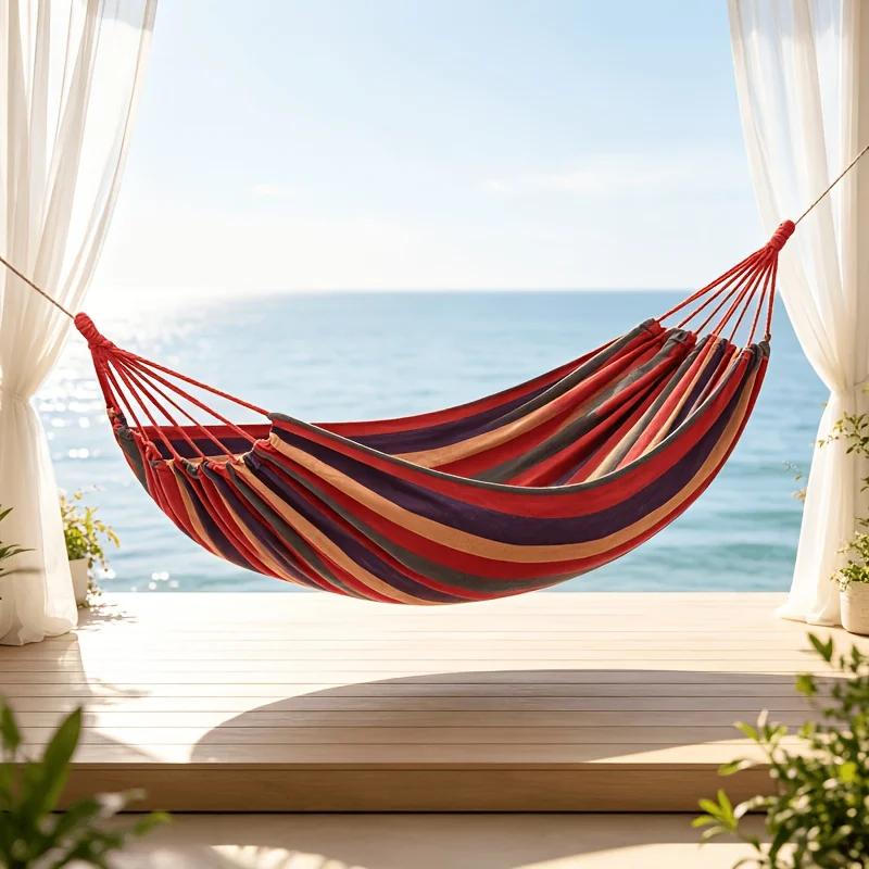 Double Outdoor Hammock, for Camping; Swing-Style Hammock; Portable Hammock with Carry Bag for Use in the Back Garden, on the Ver