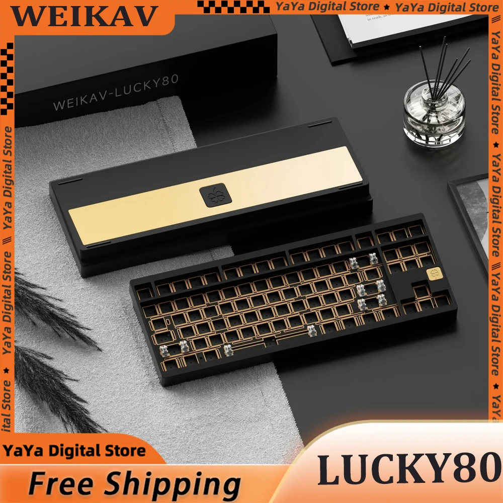 

Weikav LUCKY80 Беспроводная механическая клавиатура из алюминиевого сплава, комплект трехрежимной игровой клавиатуры с ЧПУ, поддержка QMK/VIA, пользовательские подарки для киберспорта