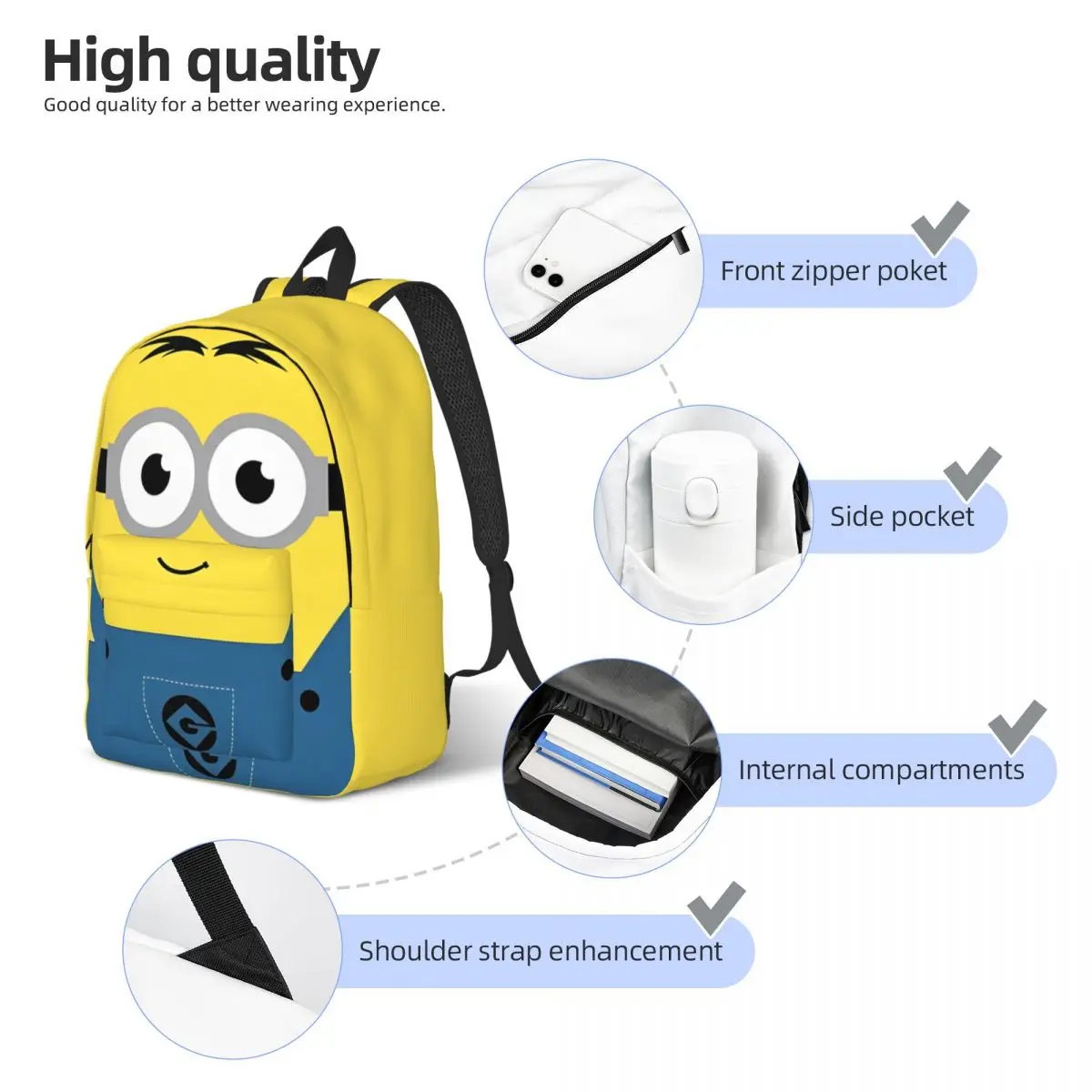 Mochila Minions Dave para preescolar, escuela primaria, bolsas de libros para estudiantes, mochila de regalo