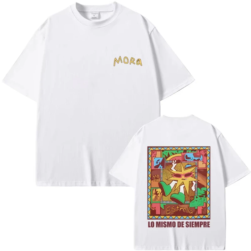 Camisetas Gráficas del Rapero Mora Lo Mismo De Siempre, Camisetas de Algodón Casuales para Hombre y Mujer, Camiseta Oversize Masculina, Moda Hip Hop, Música Pop