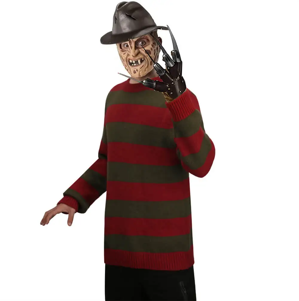 Takerlama Freddy Halloween Cosplay Costume Adult Red Sweater Krueger Horror Movie Theme Party Carnival Top