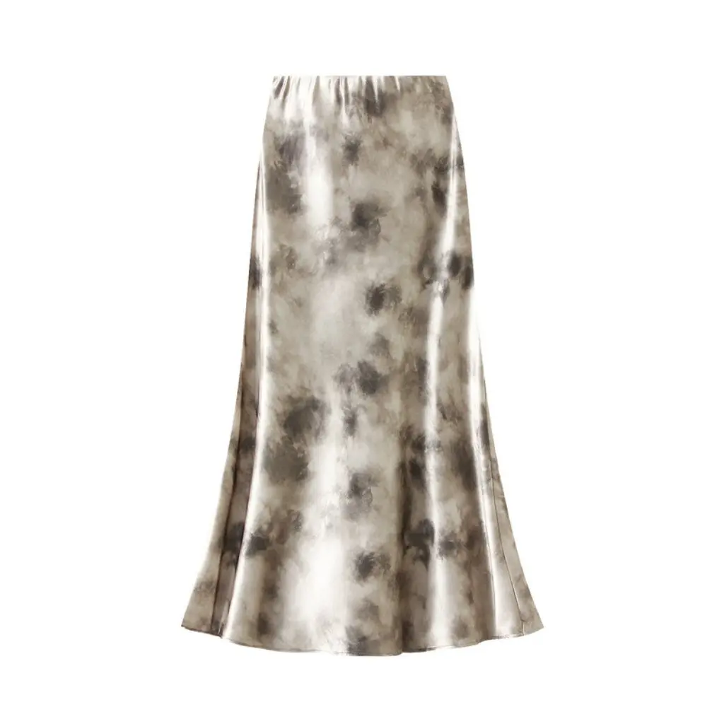 

Chinese Ink Satin Fishtail Skirt High Waist Slimming Mid-Length Spring New Style 9861