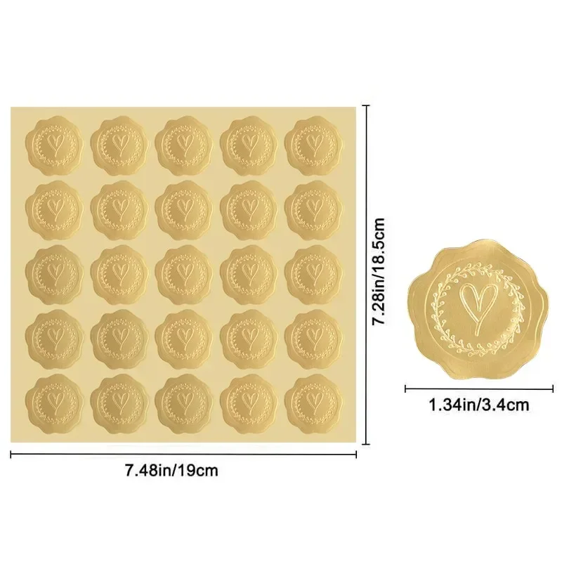 25/100pcs Gold geprägte Herz Aufkleber danke Umschlag Versiegelung Aufkleber Hochzeits feier Einladung karte Weihnachts geschenk Dekoration