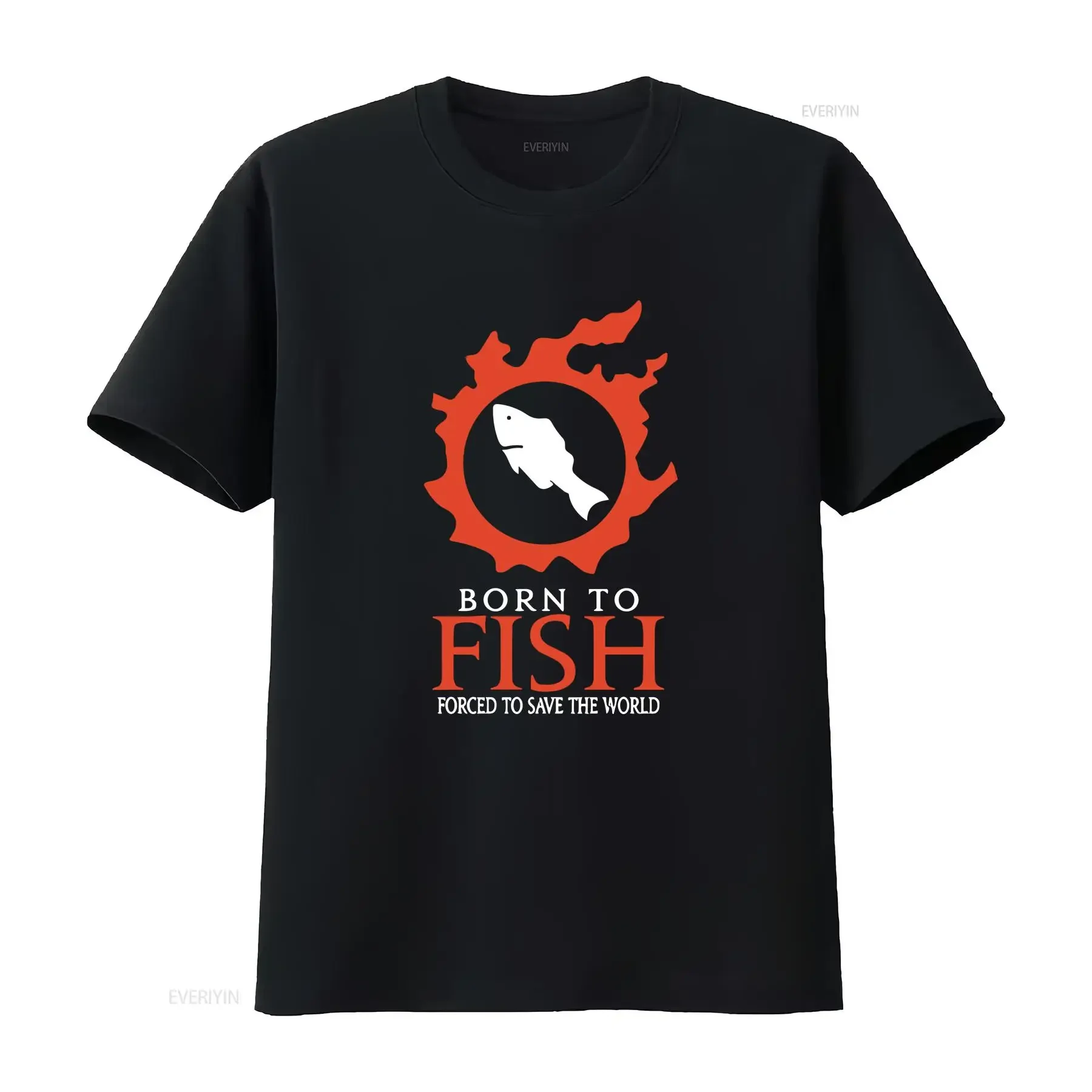 Born to Fish Forced save the World Funny FF14 MMORPG meme T Shirt vintage Washed streetwear Stylish Soft homme Breathable