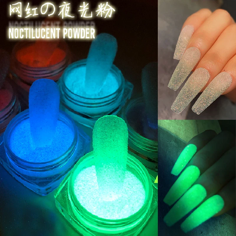 6Jars Candy Colors Phosphor Nail Sand Powder Fluorescent Effect Luminous Powder Glitter Nail Art Decorations For Music Festival