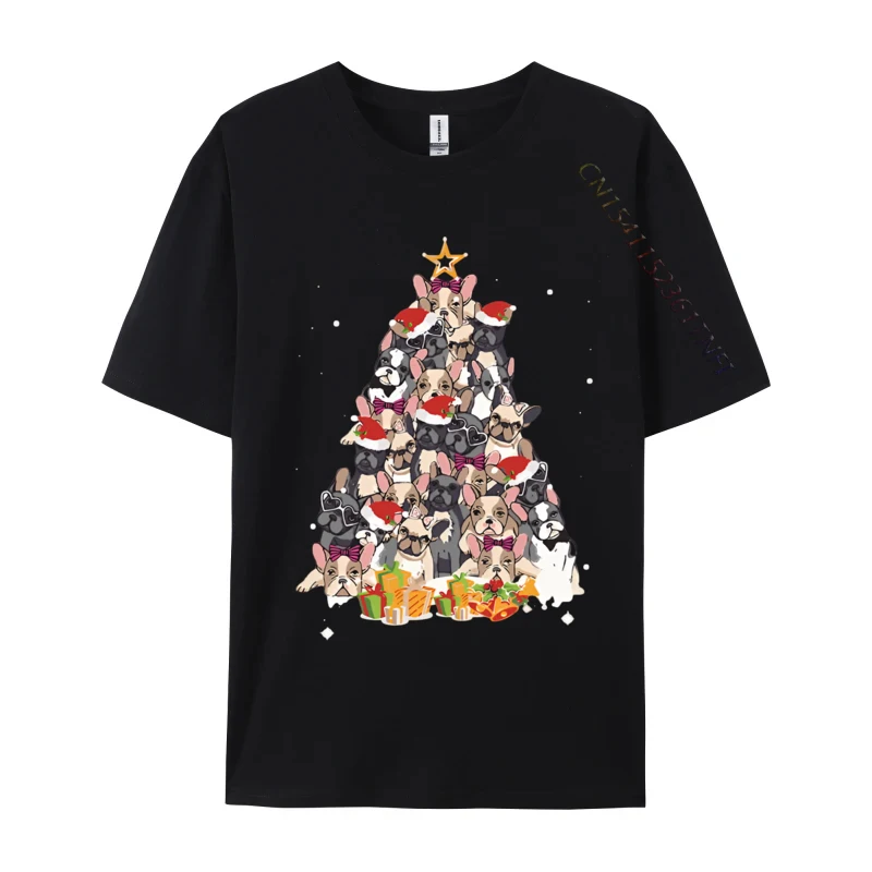 High Street Youthful Tops T Shirt Wholesale Cotton Funny Pitbull Christmas Tree Star Dog T-shirt Clothing