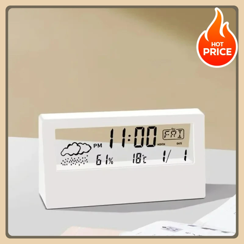 LED Thermometer Thermo-Hygrometer Multifunction Electronic Temperature Humidity Meter Weather Station for Home With Alarm Clock