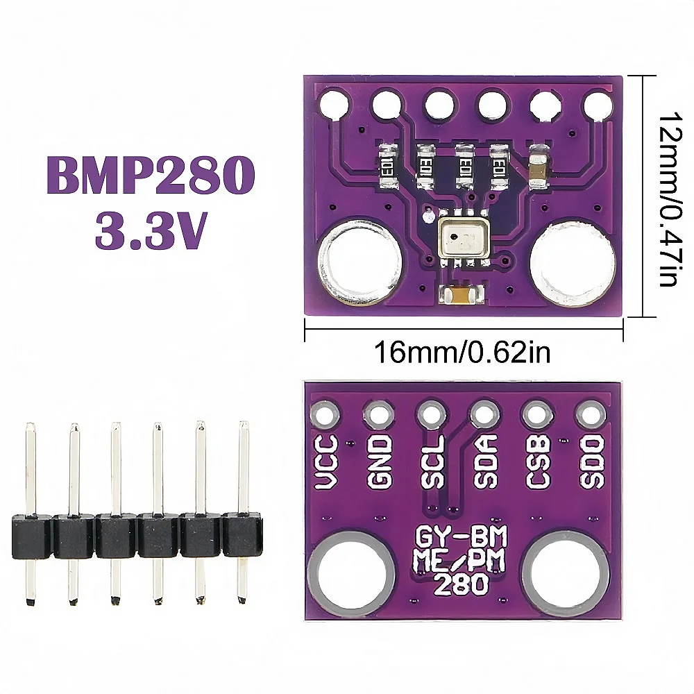 GY-BME280 디지털 센서 온도 기압 공기 고정밀 기압 모듈, Arduin용 I2C SPI, 3.3V, 5V, BMP280