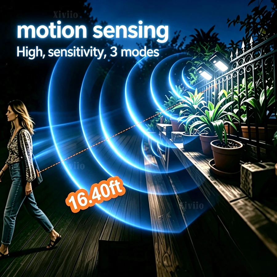 NEWEST Upgrad Solar Clip Light Outdoor Sensor Motion Solar Lamp Waterproof 3 Modes Solar Security Lighting for Fence Wall Garage