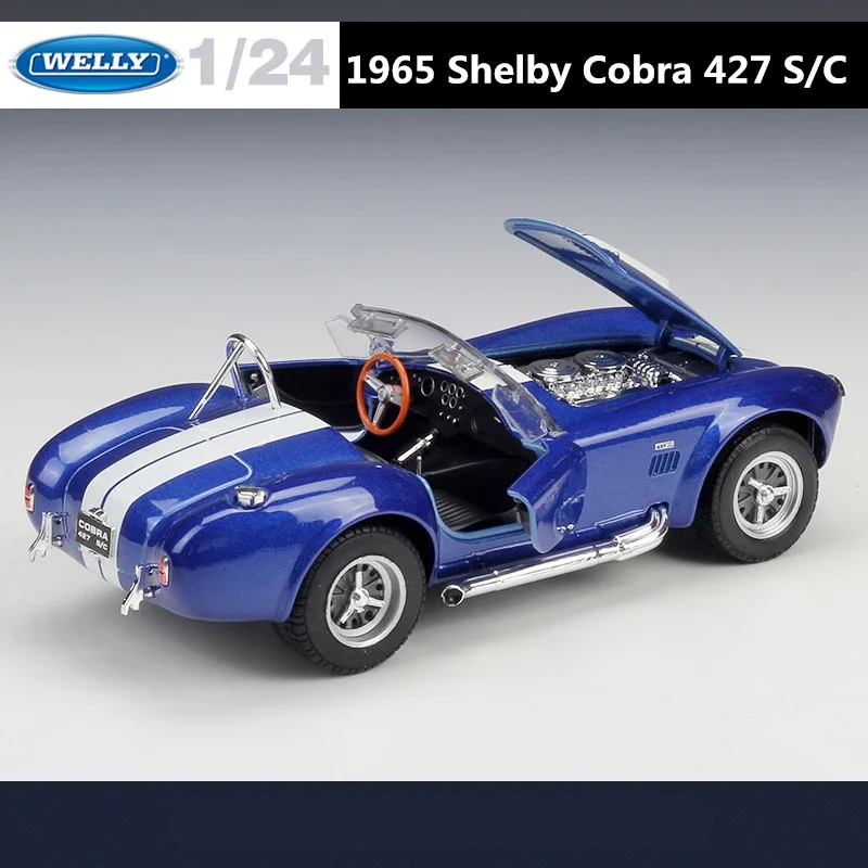 WELLY 1:24 1965 Shelby Cobra 427 S/C Alloy Sports Car Model Diecast Metal Toy Classic Car Model Simulation Collection Kids Gifts