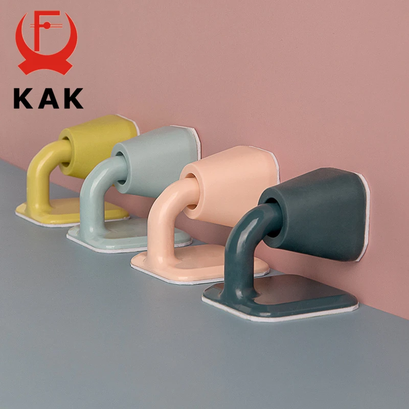 KAK Silicone Rubber Door Stop Non-Punch Door Holder Mute Noiseless Door Stopper Buffer Damper Stop Door Hardware Wall Protector