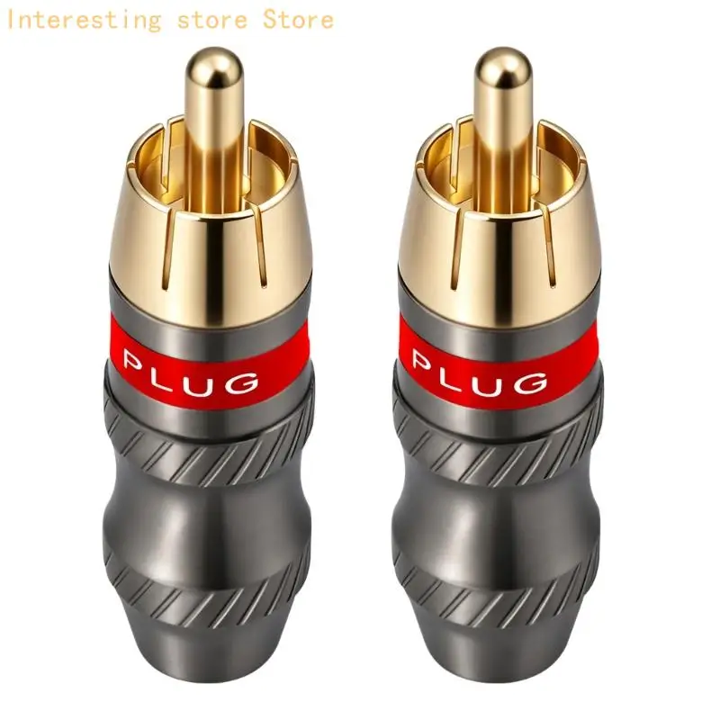 2RCA Gold Contact Male Plugs Pair for DIY Stereo Cable Replacement Adapters 55KC