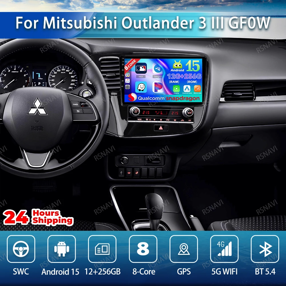 

Android 15 Car Radio For Mitsubishi Outlander 3 III GF0W GF0W GG0W 2018 - 2021 LHD BT QLED Stereo Qualcomm Autoradio GPS 4G LTE