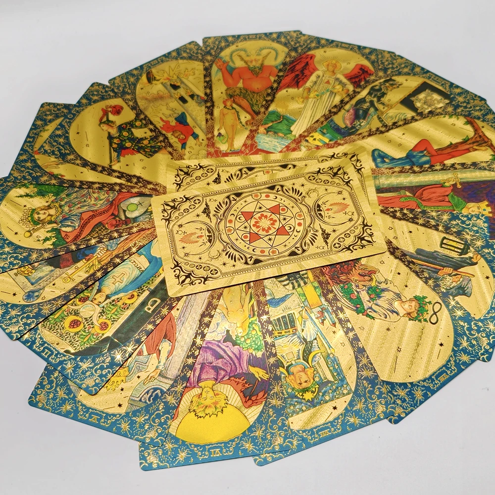 Klassische Waite Tarot Sammler Goldfolie Watro Tarot Plastikkarten Neue Rose Pink Oracle Divinationskarten Wasserdichtes Kartendeck – Detail 10
