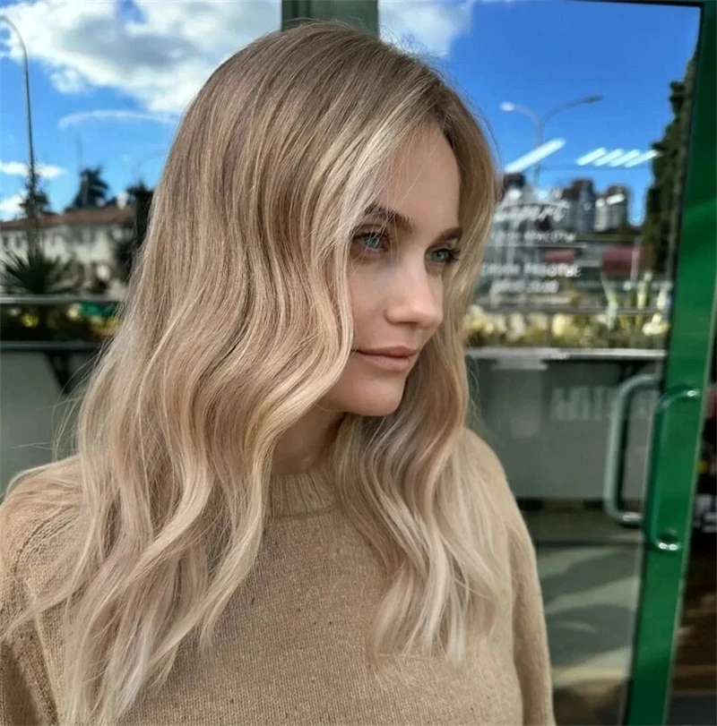 วิกผมแฟชั่นทรงบ็อบไล่สีน้ำตาลอมบลอนด์แบบ HD Lace Front 13x4 คุณภาพสูง วิกผมใยสังเคราะห์แสกกลาง สำหรับผู้หญิง ใช้ได้ทุกวันอย่างเป็นธรรมชาติ