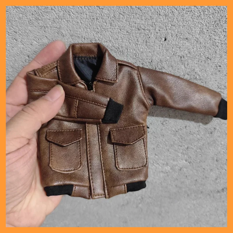 

1/6 Scale Male Soldier Turndown Collar Leather Coat Fashion Pilot Slim Jacket for 12-inch Action Figure Model Toys