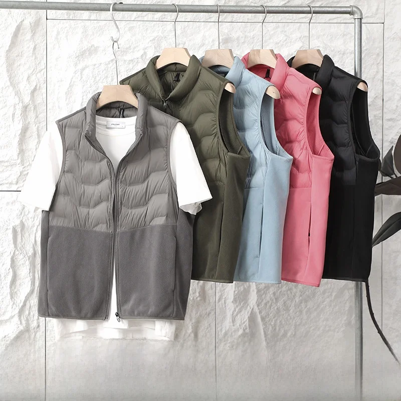 

Мужской пуховый жилет с воротником-стойкой, белый Du Feather, удерживающий тепло, осень-зима, модный городской жилет на молнии C...