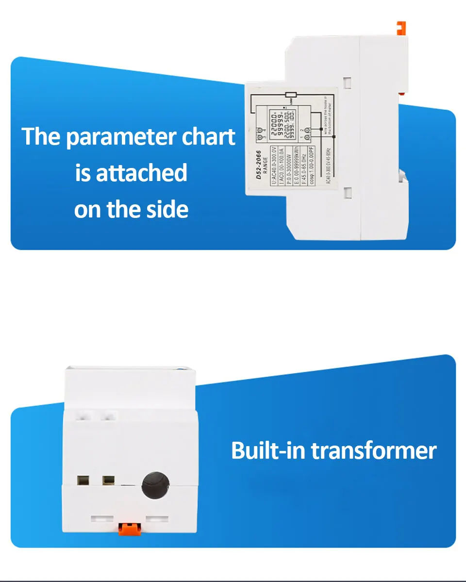 Imagem -06 - Medidor de Frequência de Energia Elétrica em Monitor ca Corrente de Tensão Fator de Potência Ativo Kwh Volt Amp 110v 220v 380v 100a