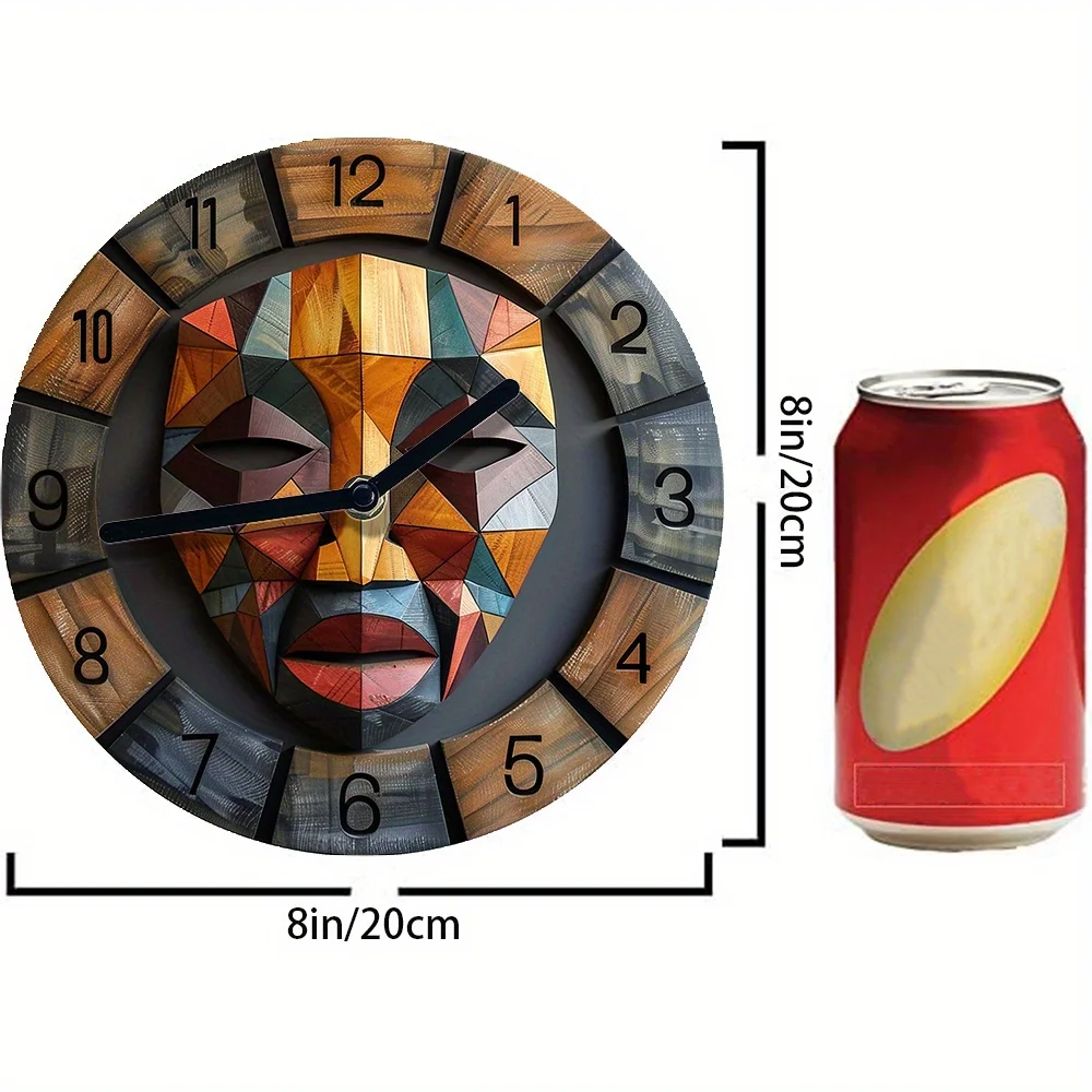 Aluminum Wall Clock With African Mask Design - Diy, Spring & Easter Decor For Entrance digital wall clock modern design