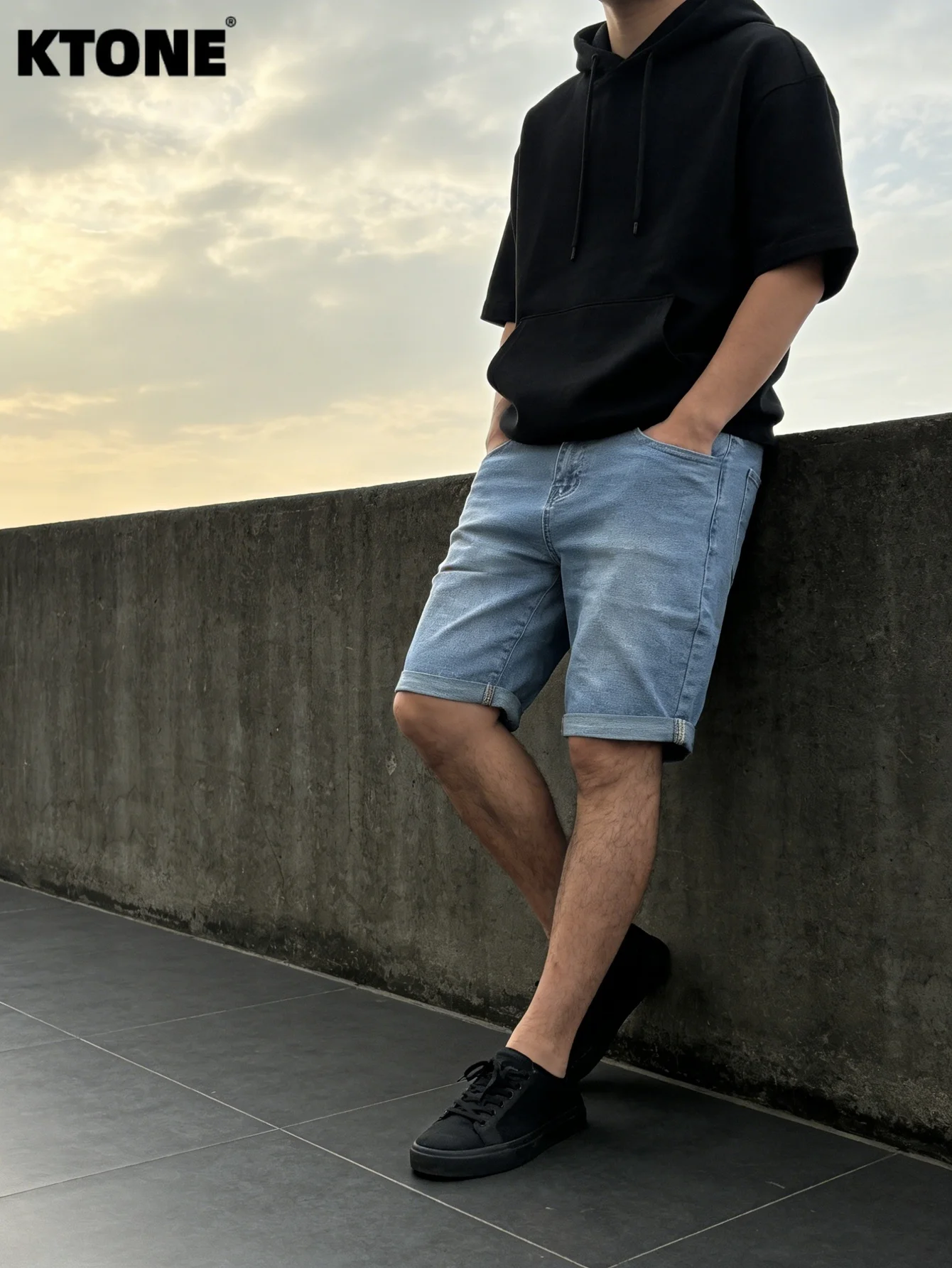 

Light Retro Blue Slim Denim Shorts For Man Y2K Drip For Dating Casual Wear No accessories or belts included