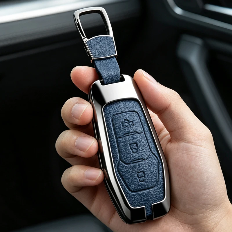 For Ford Focus 3 4 ST Mondeo 5 MK5 Mustang F-150 Explorer Edge Fiesta Kuga MK3 4 Zinc Alloy Car Key Case Cover Holder Shell