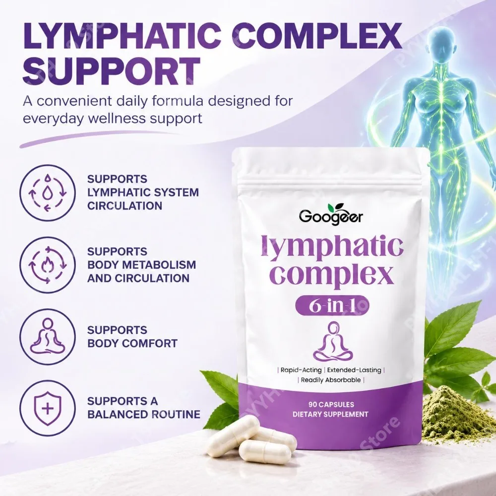 Lymphatic Complex Capsules 6-in-1 with Quercetin, Magnesium, Zinc, D3 & Copper for Lymphatic & Circulation Support 90 Ct Googeer
