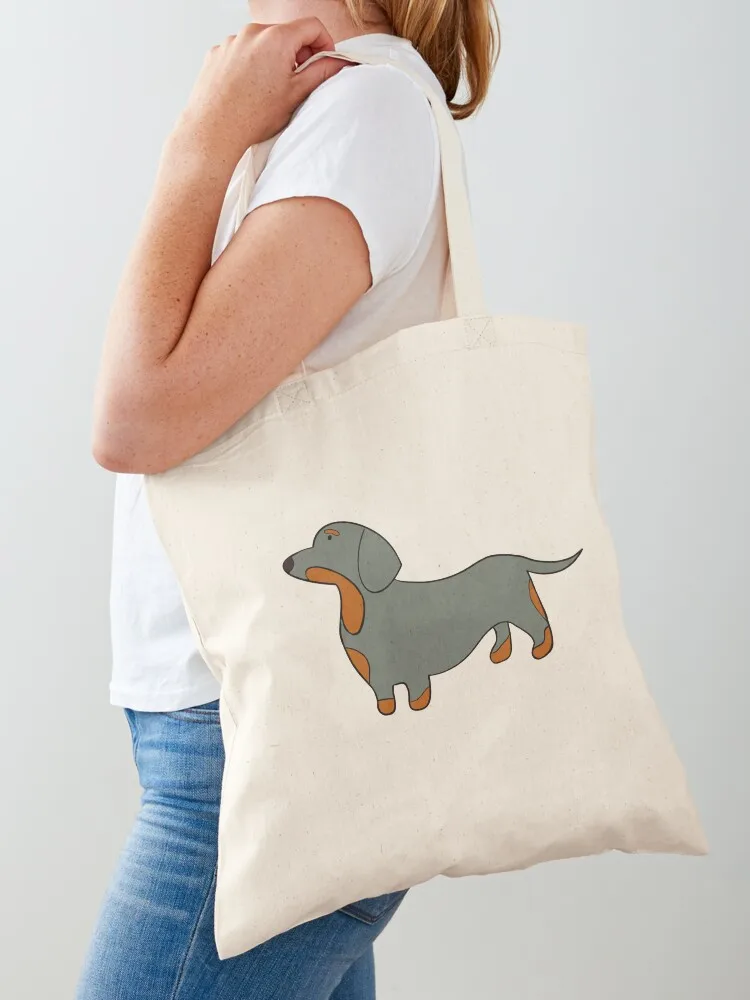 

Blue and tan dachshund weenie dog sticker Tote Bag foldable reusable bag tote bag men Lady luxury women