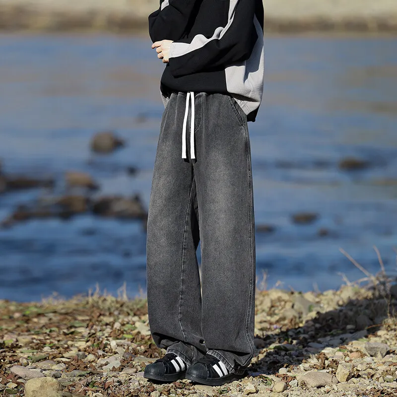 

Мужские классические джинсы, весенние свободные широкие брюки длиной до пола, эластичная талия, большие размеры 8XL, модные, комфортные, повседневные, модные, горячая распродажа