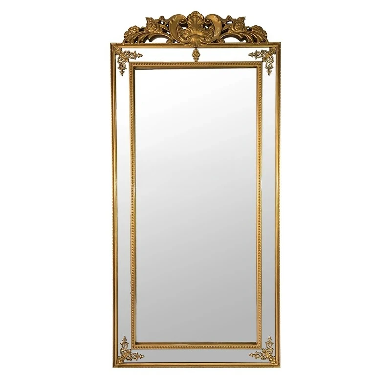 

Style Carved Full-Length Mirror Cloakroom Wall-Mounted Dressing Mirror Bridal Shop French Light Luxury Floor Mirror