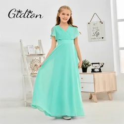 Chiffon Junior Bridesmaid Dress Wedding Ceremony Birthday Evening Party Ball-Gown Pageant Celebration Prom Banquet For Children