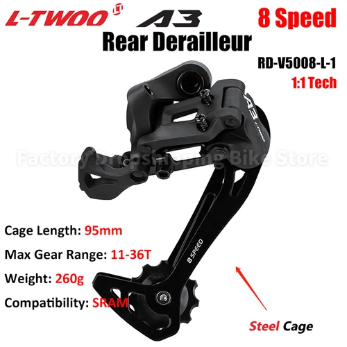 Imagen 2 del producto LTWOO A3 MTB 1x8 Kits de transmisión de velocidades desviador trasero 1:1 Compatible con tecnología SRAM BANBOK HG estructura Cassette piezas de bicicleta